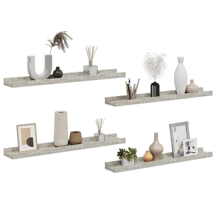 Étagères murales 4 pcs Gris béton 60x9x3 cm - 4