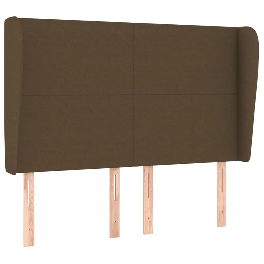Tête de lit avec oreilles Marron foncé 147x23x118/128 cm Tissu - 2