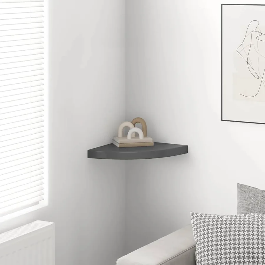 Étagère d'angle flottante gris brillant 35x35x3,8 cm MDF - 3