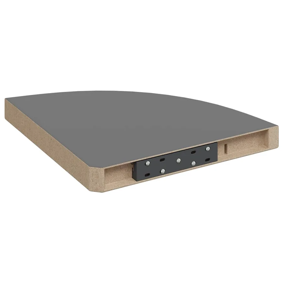 Étagère d'angle flottante gris brillant 35x35x3,8 cm MDF - 7