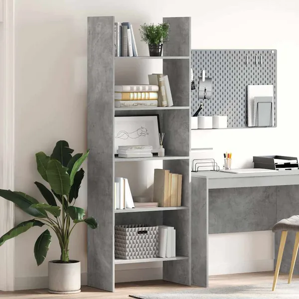 Bibliothèque Gris béton 60x35x180 cm Bois d’ingénierie