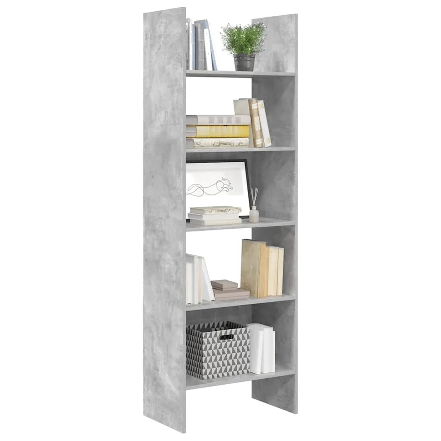 Bibliothèque Gris béton 60x35x180 cm Bois d’ingénierie - 4