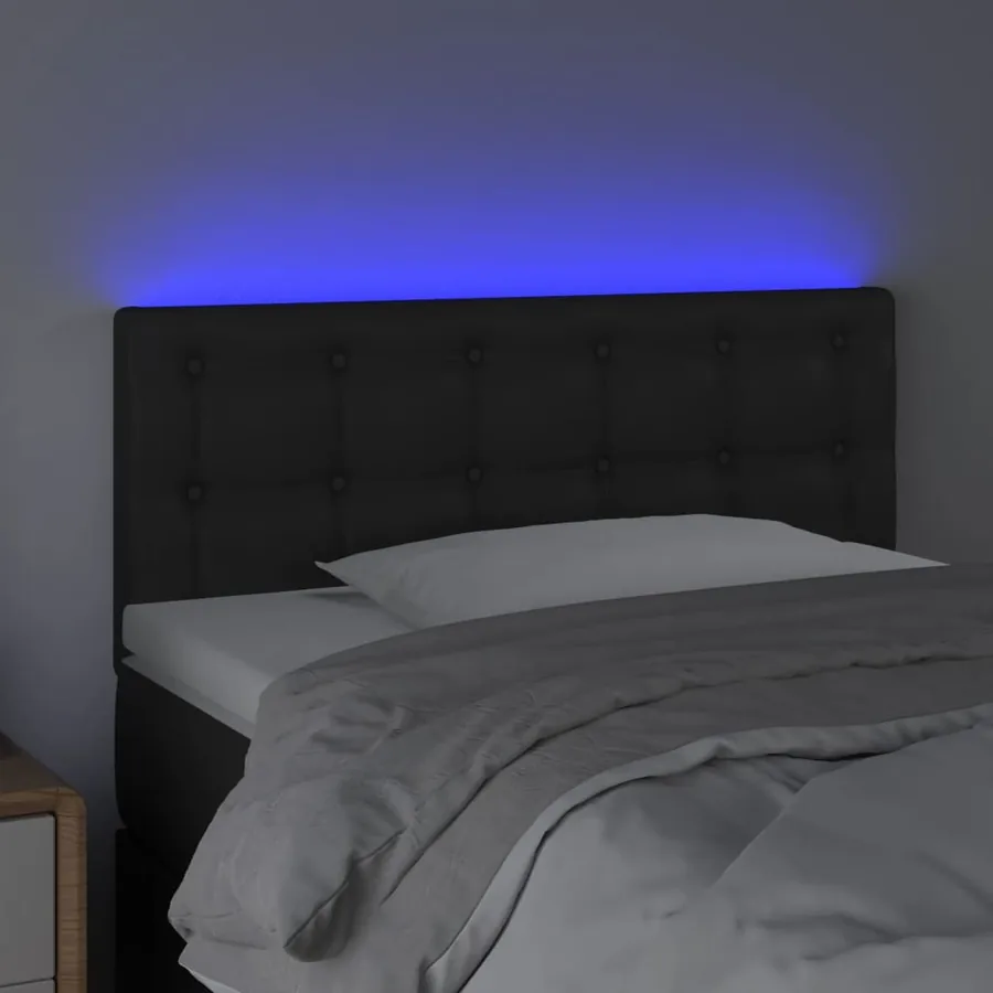 Tête de lit à LED Noir 100x5x78/88 cm Similicuir - 3