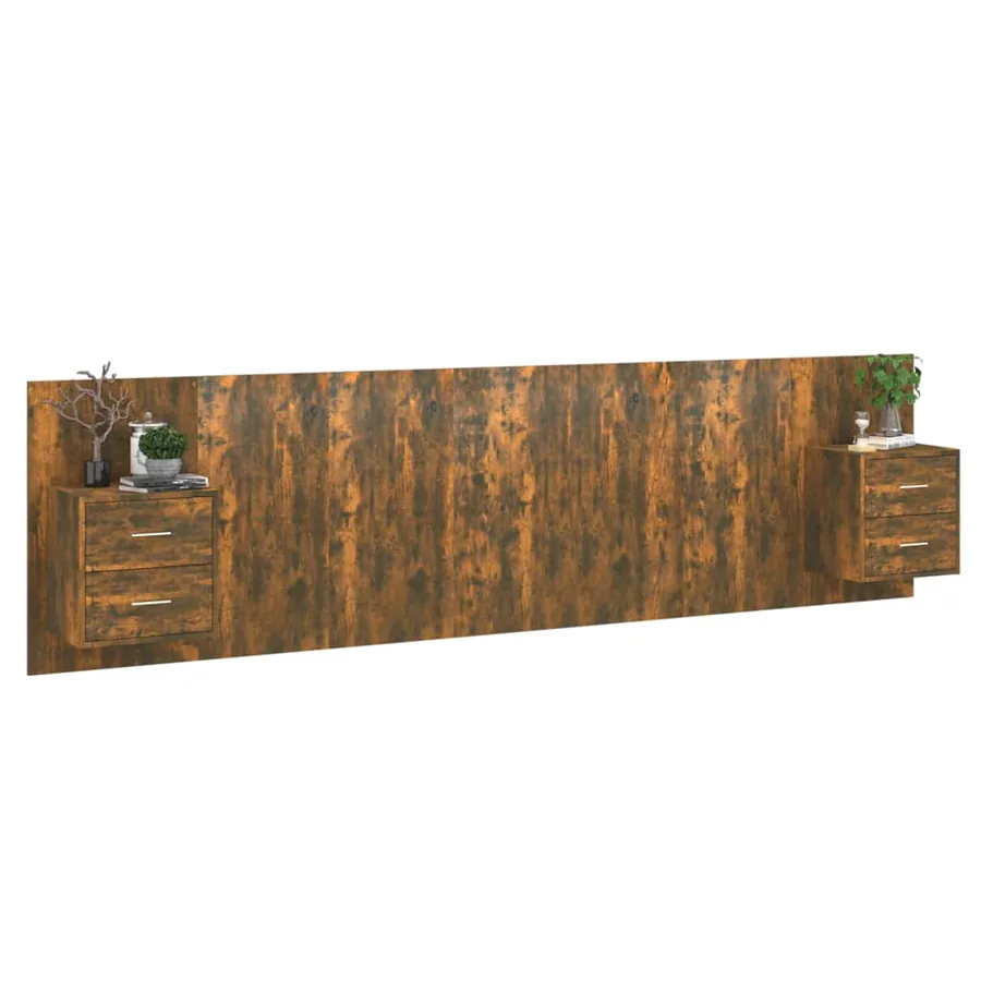 Tête de lit avec armoires Chêne fumé Bois d'ingénierie - 3