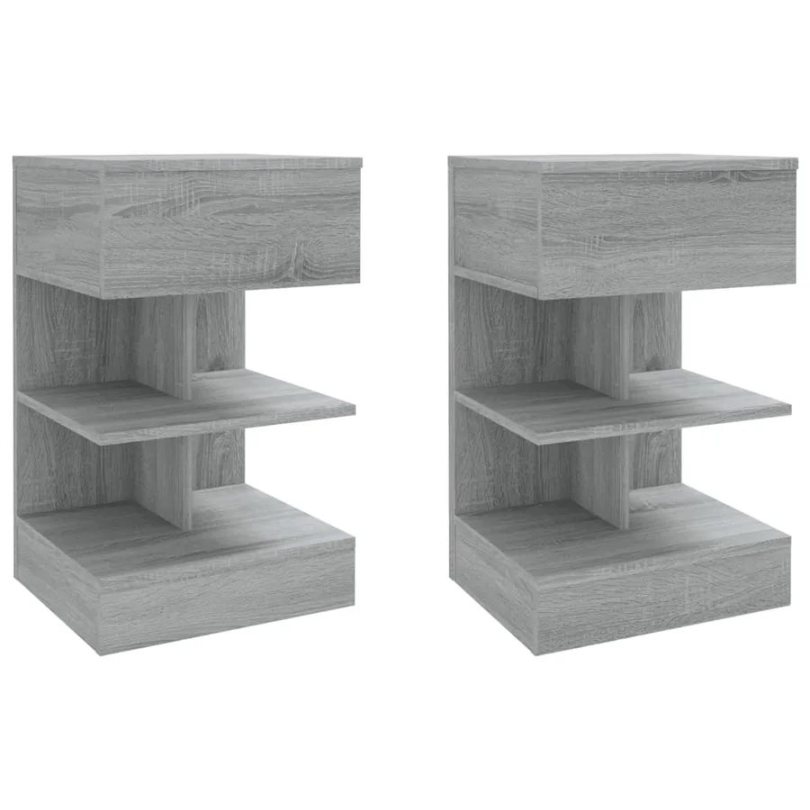Tables de chevet 2 pcs Sonoma gris 40x35x65cm Bois d'ingénierie - 2