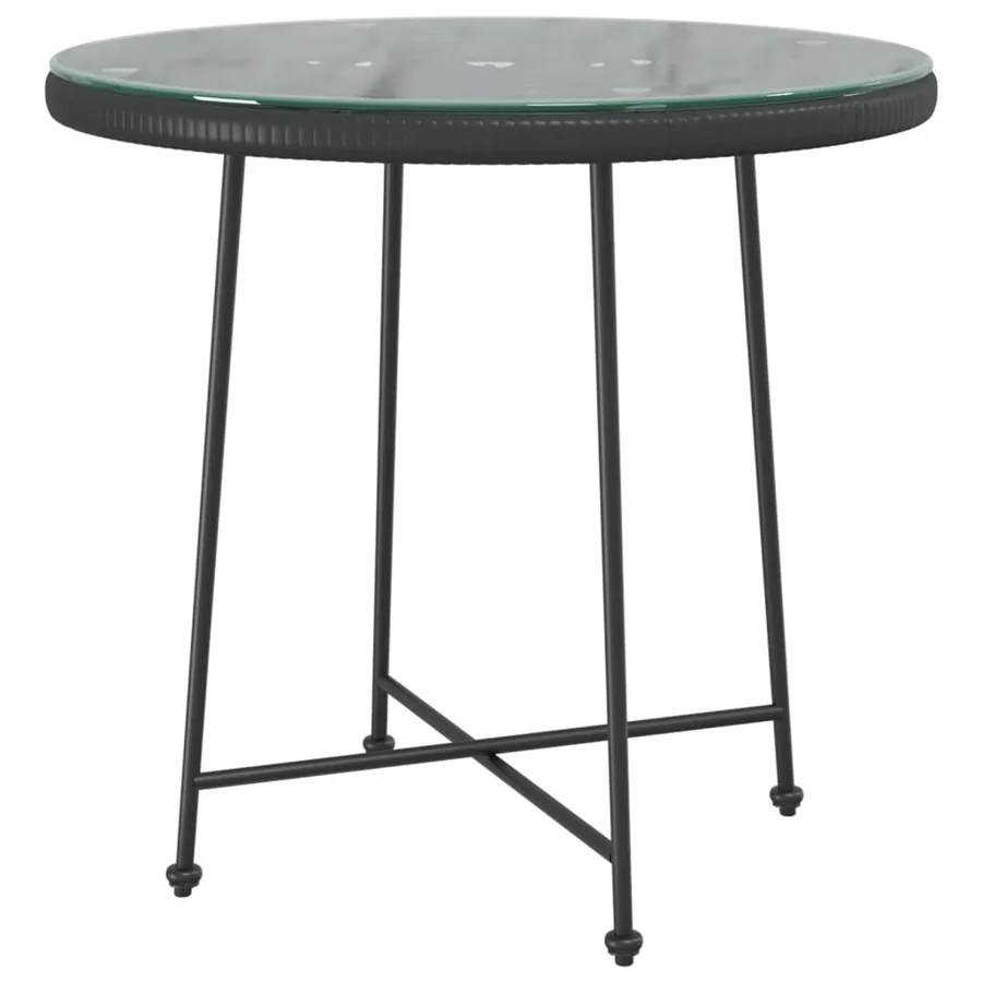 Table de salle à manger Noir Ø80 cm Verre trempé et acier - 2
