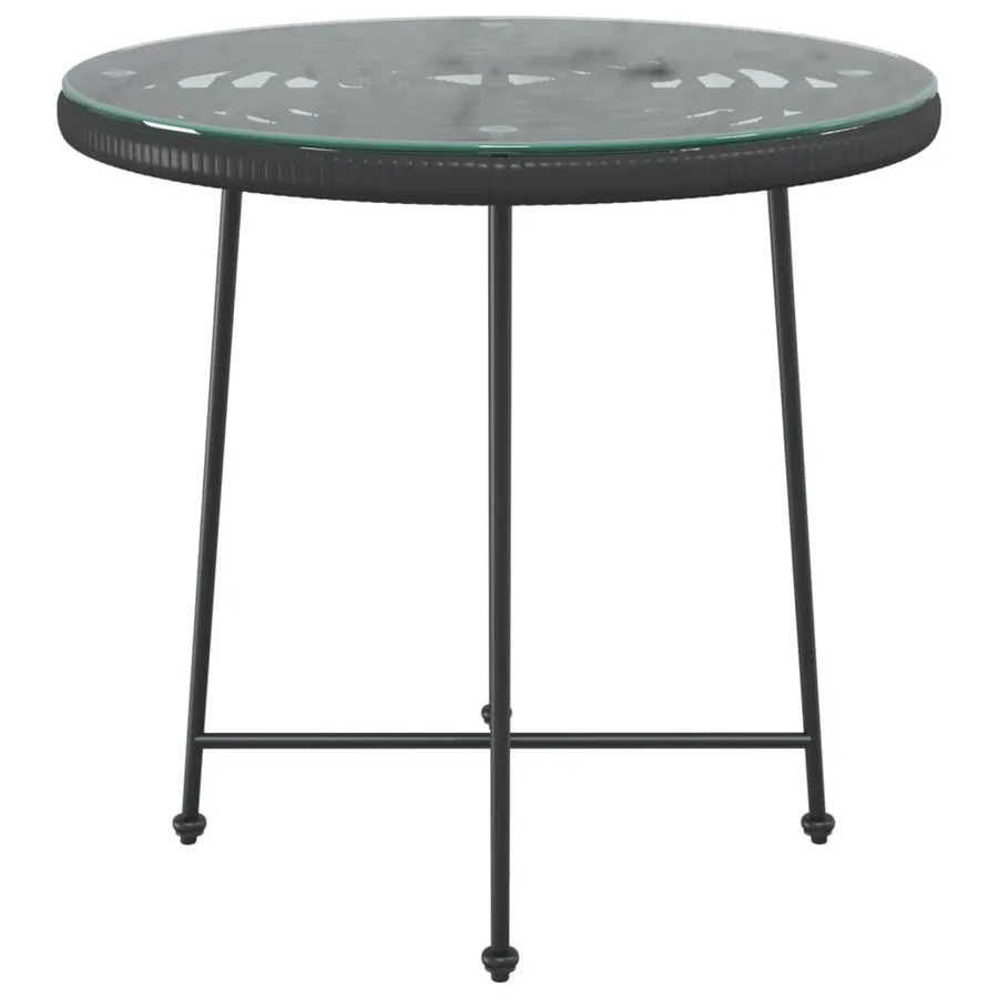 Table de salle à manger Noir Ø80 cm Verre trempé et acier - 3