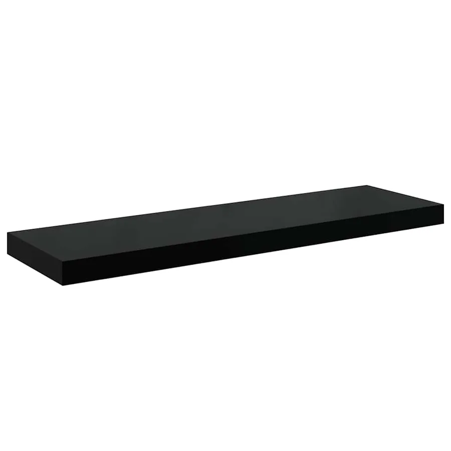 Étagère murale flottante 2 pcs Noir brillant 80x23,5x3,8 cm MDF - 7