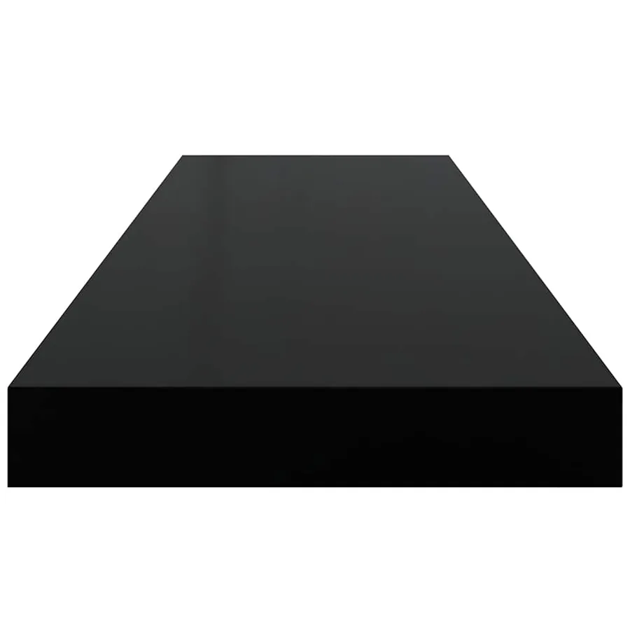 Étagère murale flottante 2 pcs Noir brillant 80x23,5x3,8 cm MDF - 8