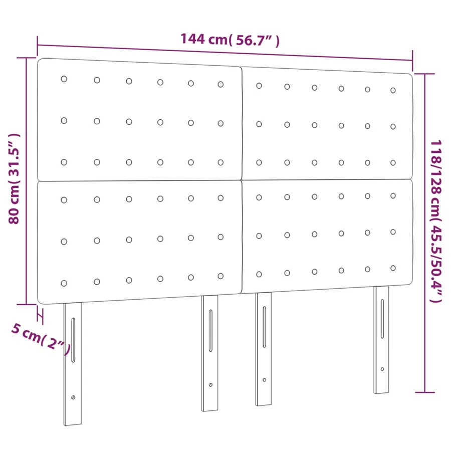 Tête de lit à LED Gris 144x5x118/128 cm Similicuir - 6