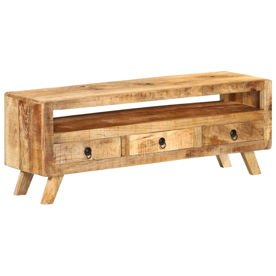 Meuble TV 110x30x40 cm Bois massif de manguier - 11
