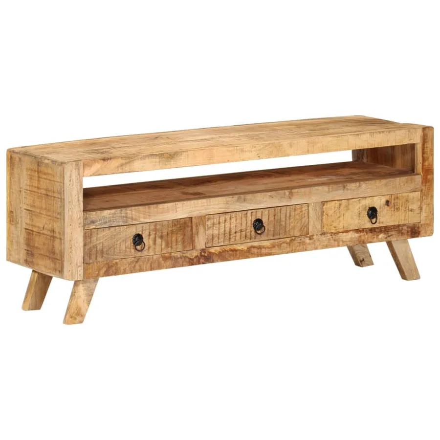 Meuble TV 110x30x40 cm Bois massif de manguier - 13