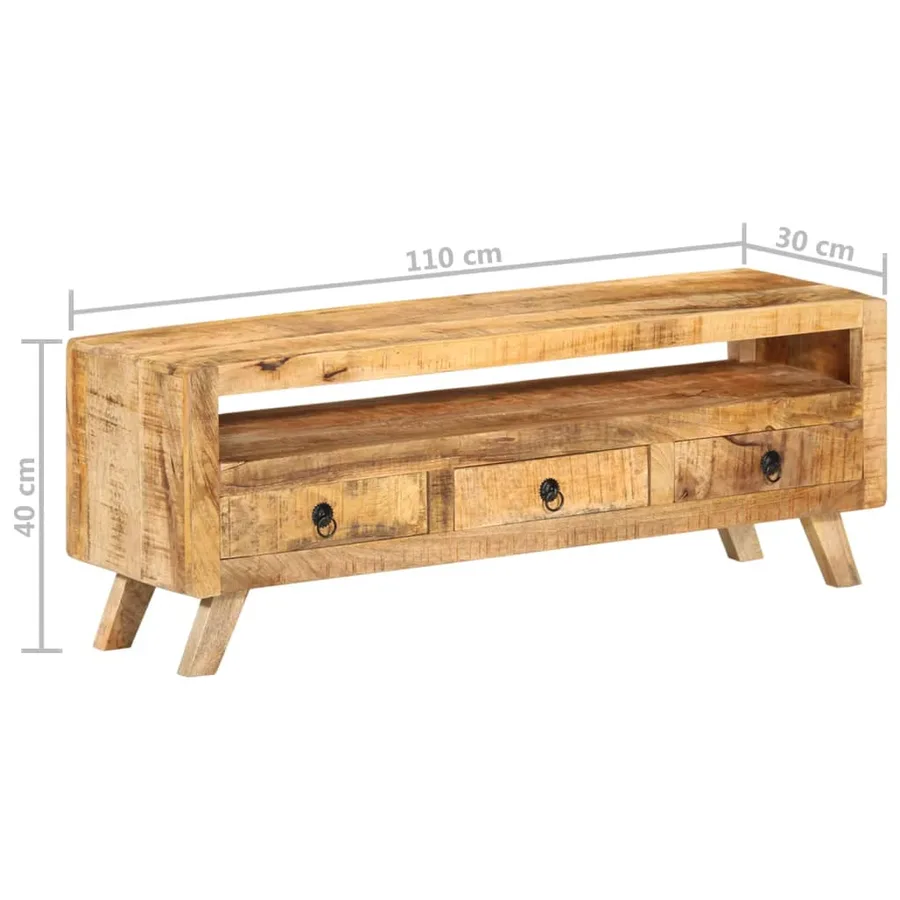 Meuble TV 110x30x40 cm Bois massif de manguier - 9