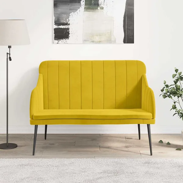 Banc Jaune 110x76x80 cm Velours