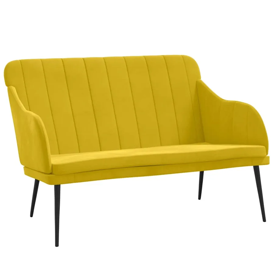 Banc Jaune 110x76x80 cm Velours - 2