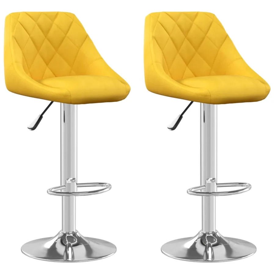 Tabourets de bar lot de 2 jaune moutarde velours - 2