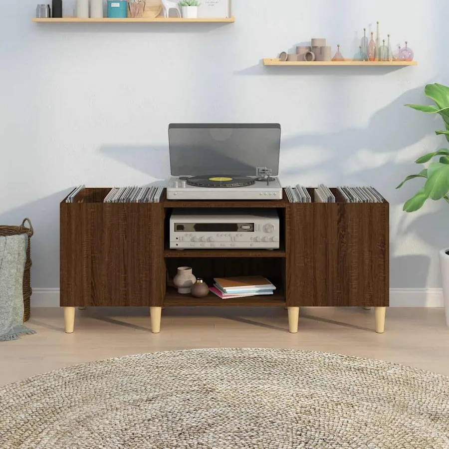 Armoire à disques chêne marron 121x38x48 cm bois d'ingénierie - 3