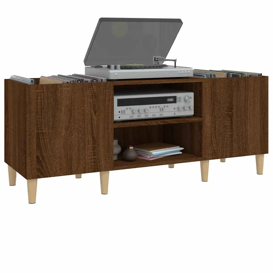 Armoire à disques chêne marron 121x38x48 cm bois d'ingénierie - 4
