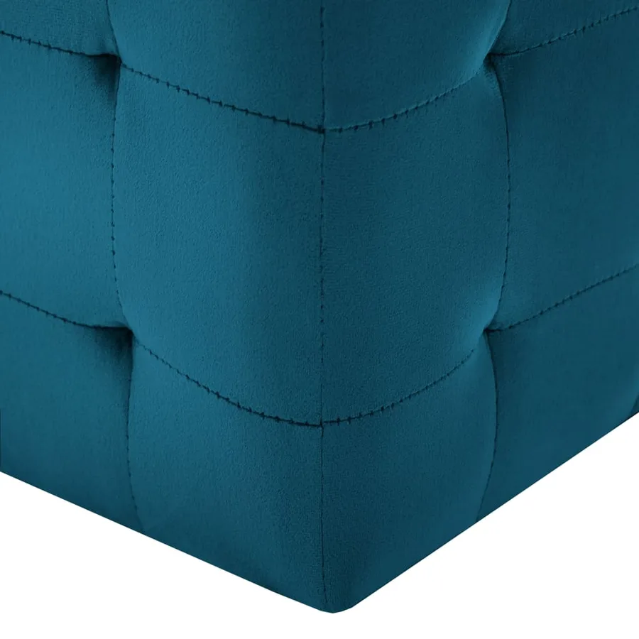 2 pcs Poufs Bleu 30 x 30 x 30 cm Tissu velours - 5