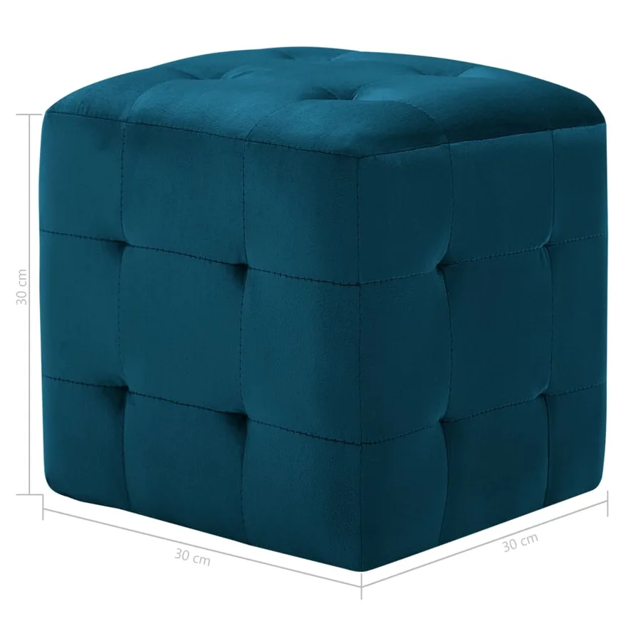 2 pcs Poufs Bleu 30 x 30 x 30 cm Tissu velours - 6
