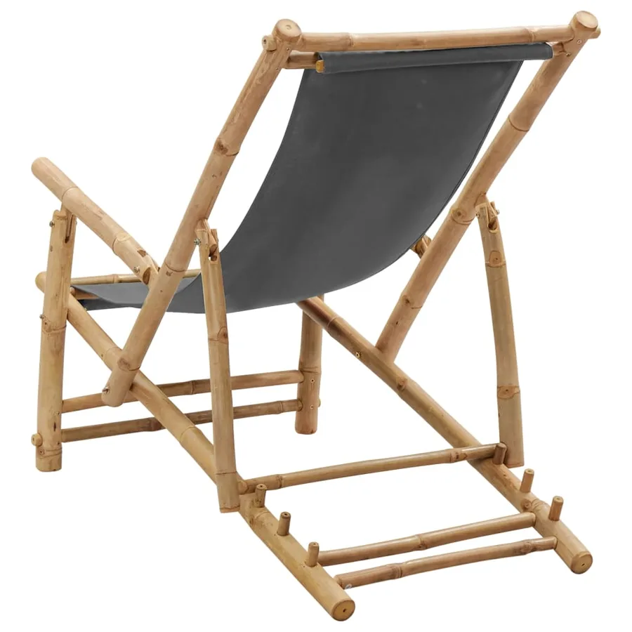 Chaise de terrasse Bambou et toile Gris foncé - 5