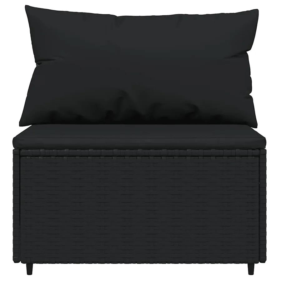 Salon de jardin 4 pcs avec coussins Noir Résine tressée - 6