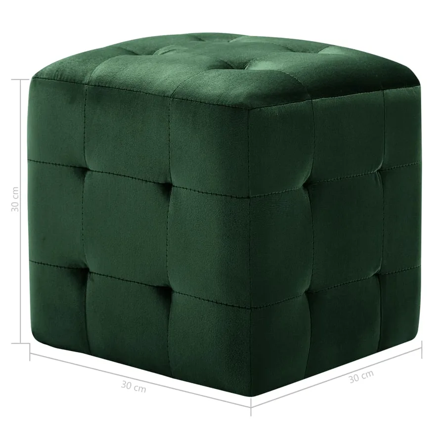 2 pcs Tables de chevet Vert 30x30x30 cm Tissu velours - 6