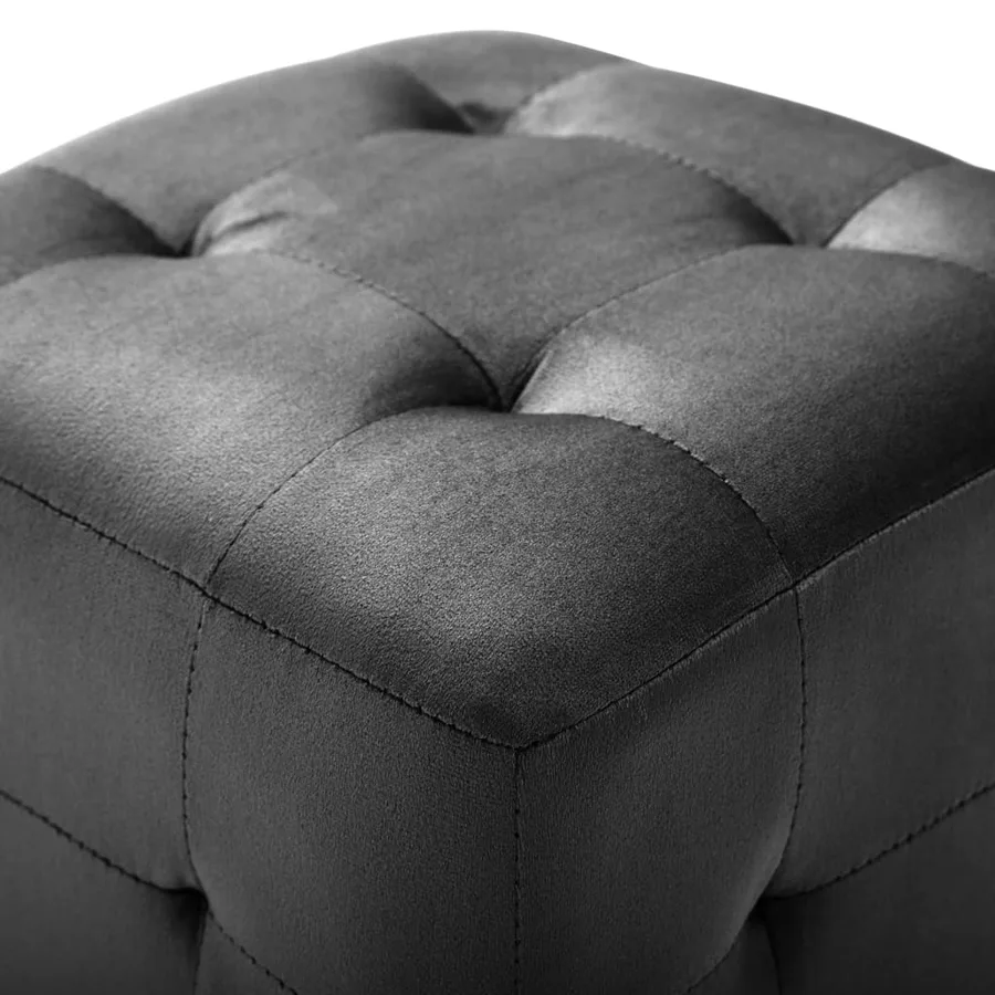 2 pcs Poufs Noir 30 x 30 x 30 cm Tissu velours - 4