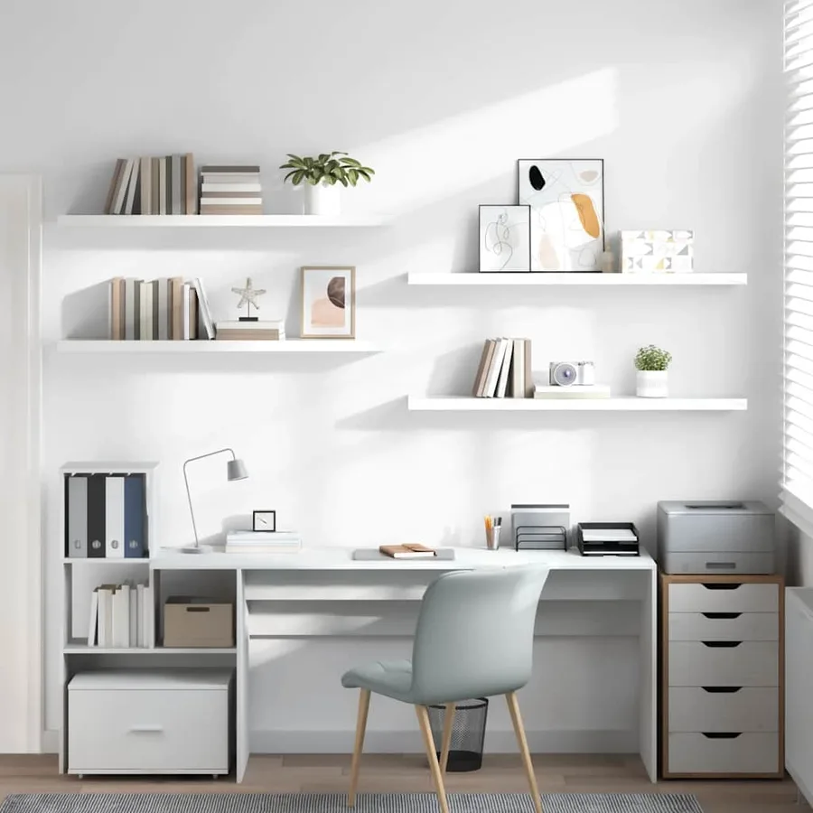 Étagère murale flottante 4pcs Blanc brillant 120x23,5x3,8cm MDF - 3
