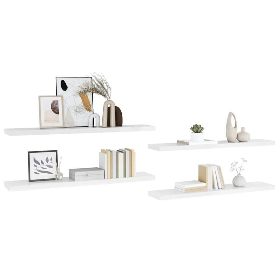 Étagère murale flottante 4pcs Blanc brillant 120x23,5x3,8cm MDF - 5
