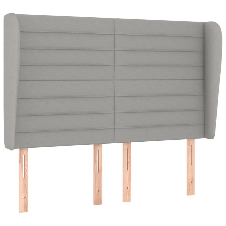 Tête de lit avec oreilles Gris clair 147x23x118/128 cm Tissu - 2
