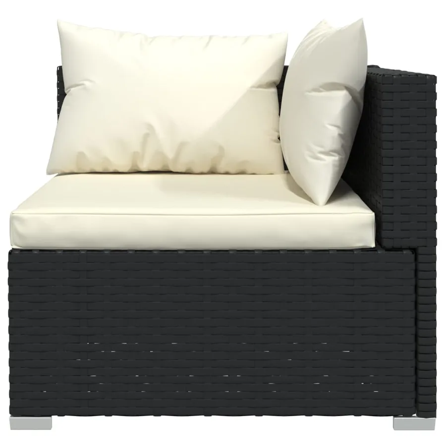 Salon de jardin 3 pcs avec coussins Noir Résine tressée - 6