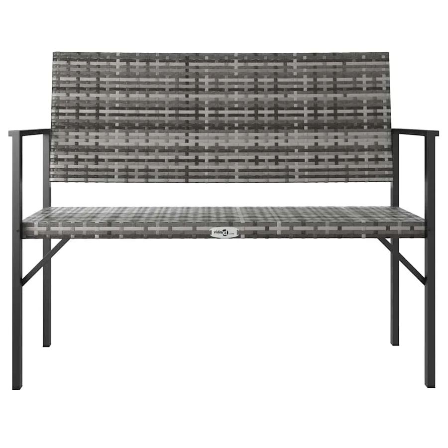 Banc de jardin à 2 places gris résine tressée - 3