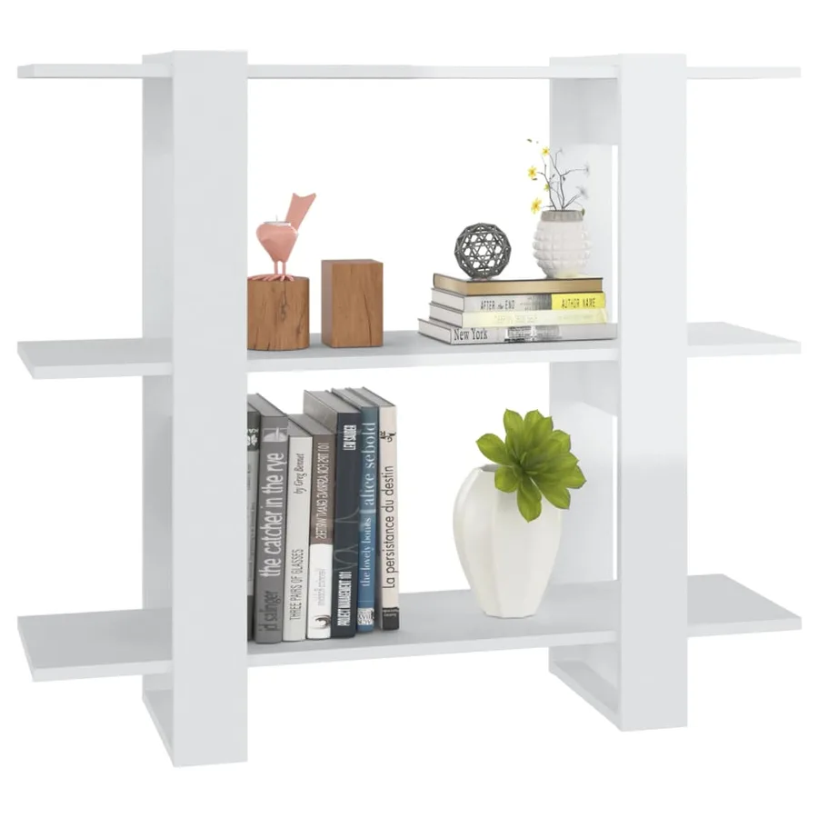Bibliothèque/Séparateur de pièce Blanc brillant 100x30x87 cm - 5