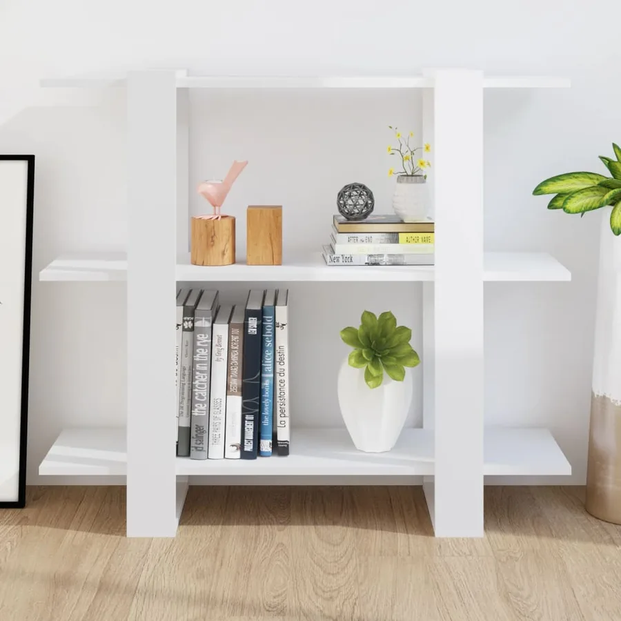 Bibliothèque/Séparateur de pièce Blanc brillant 100x30x87 cm - 6