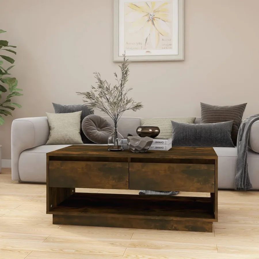 Table basse Chêne fumé 102,5x55x44 cm Bois d'ingénierie - 8
