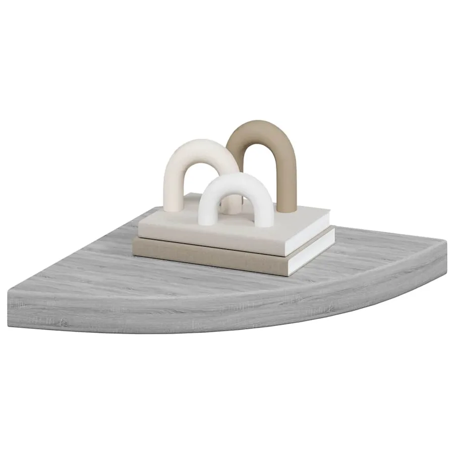 Étagère d'angle murale Gris béton 35x35x3,8 cm MDF - 4
