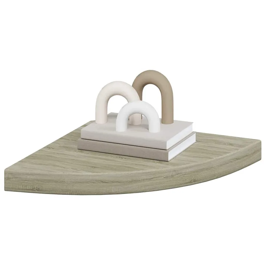 Étagères d'angle flottantes 2 pcs chêne 35x35x3,8 cm MDF - 4