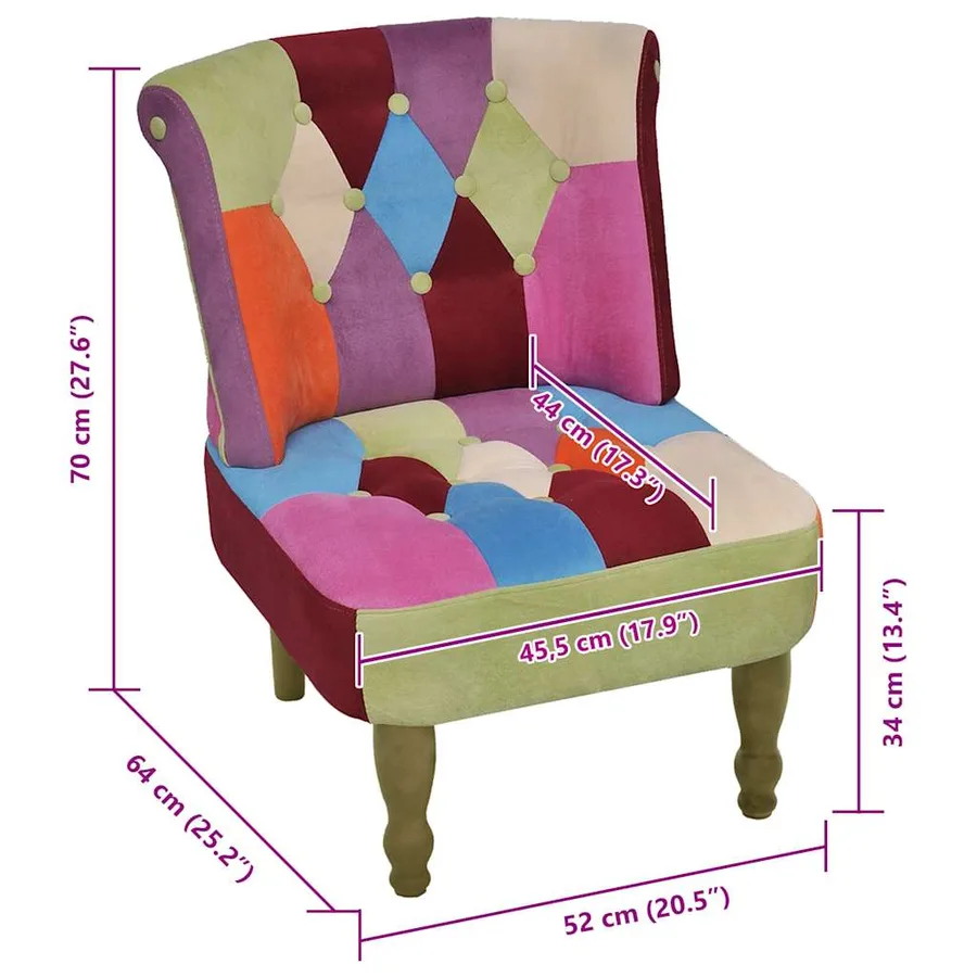 Chaise française au design patchwork tissu - 5