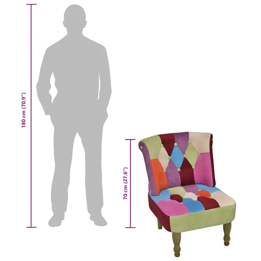 Chaise française au design patchwork tissu - 6