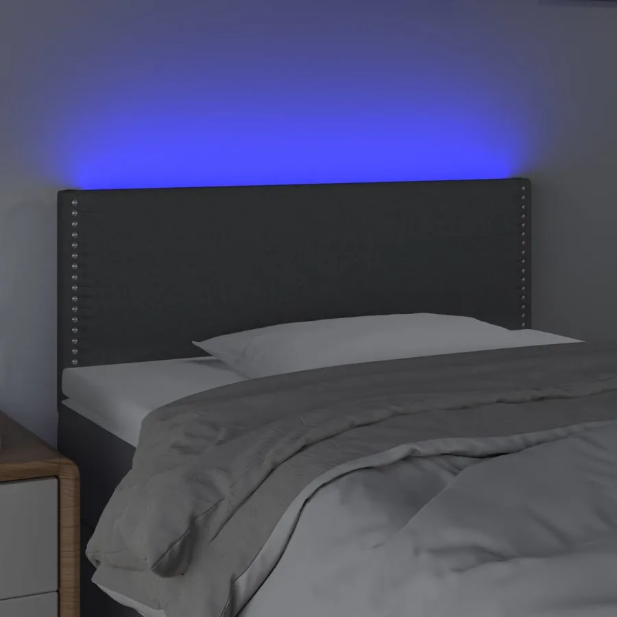 Tête de lit à LED Gris foncé 90x5x78/88 cm Tissu - 3