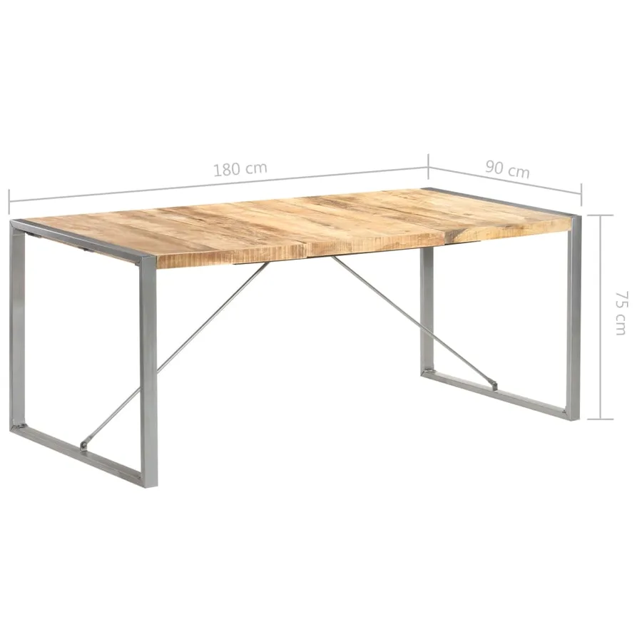 Table à manger 180x90x75 cm bois de manguier massif brut - 7