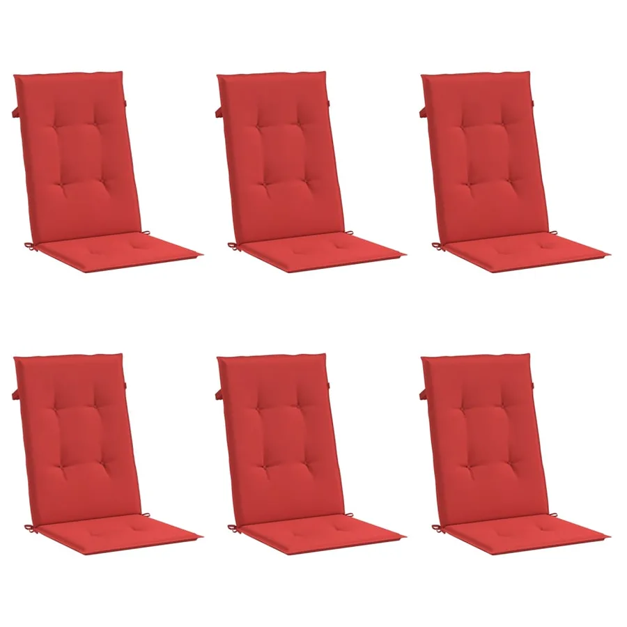 Coussins de chaise de jardin dossier haut lot de 6 rouge tissu - 3