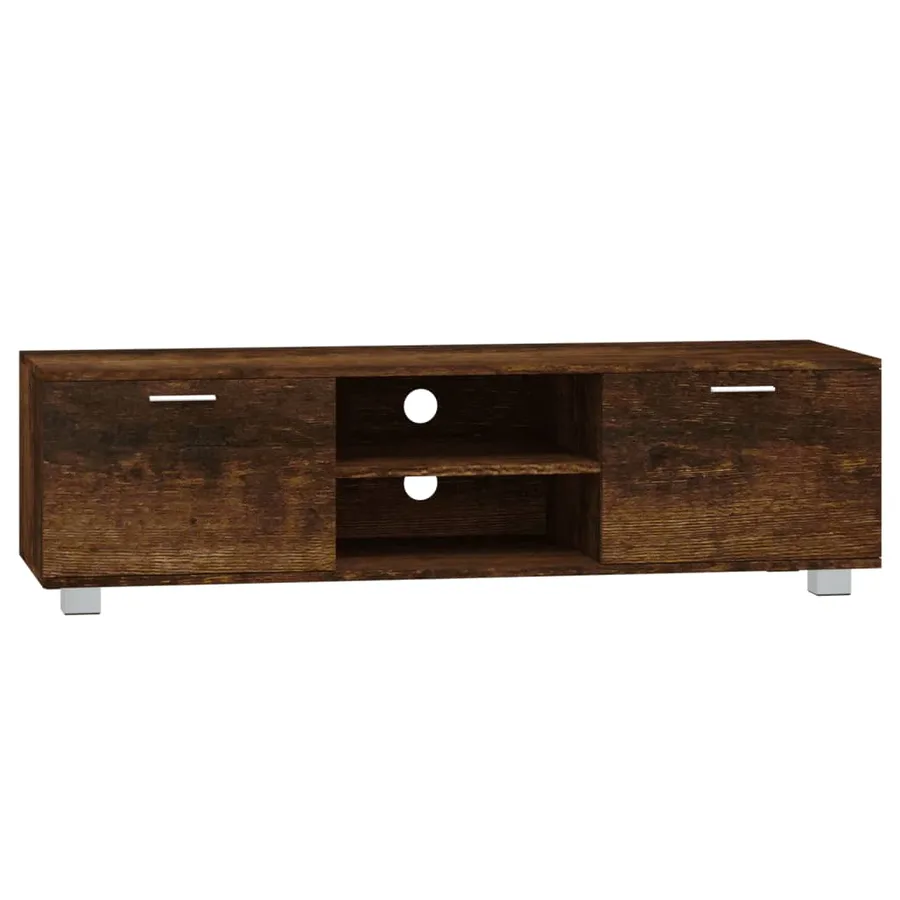 Meuble TV Chêne fumé 140x40,5x35 cm Bois d'ingénierie - 2