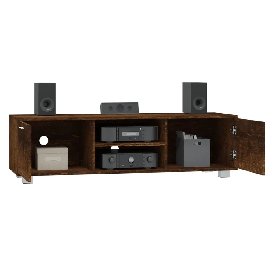 Meuble TV Chêne fumé 140x40,5x35 cm Bois d'ingénierie - 3