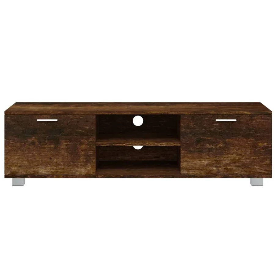 Meuble TV Chêne fumé 140x40,5x35 cm Bois d'ingénierie - 4