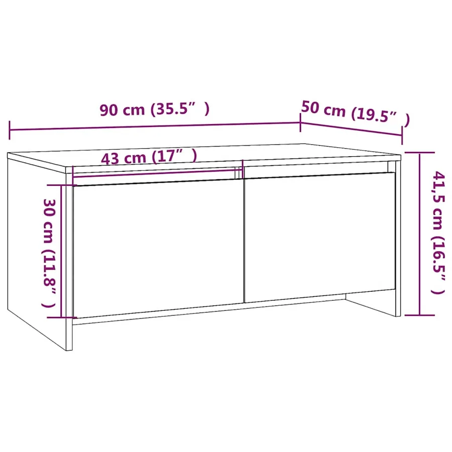 Table basse sonoma gris 90x50x41,5 cm bois d'ingénierie - 8