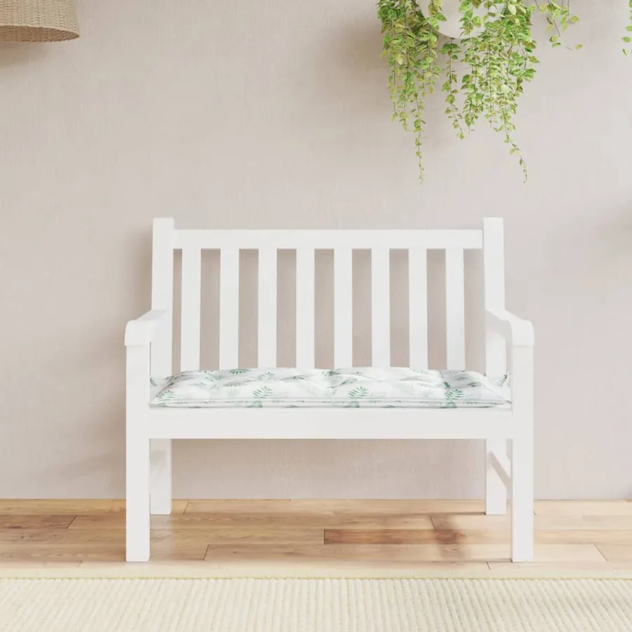 Coussin de banc de jardin motif de feuilles 110x50x7 cm tissu