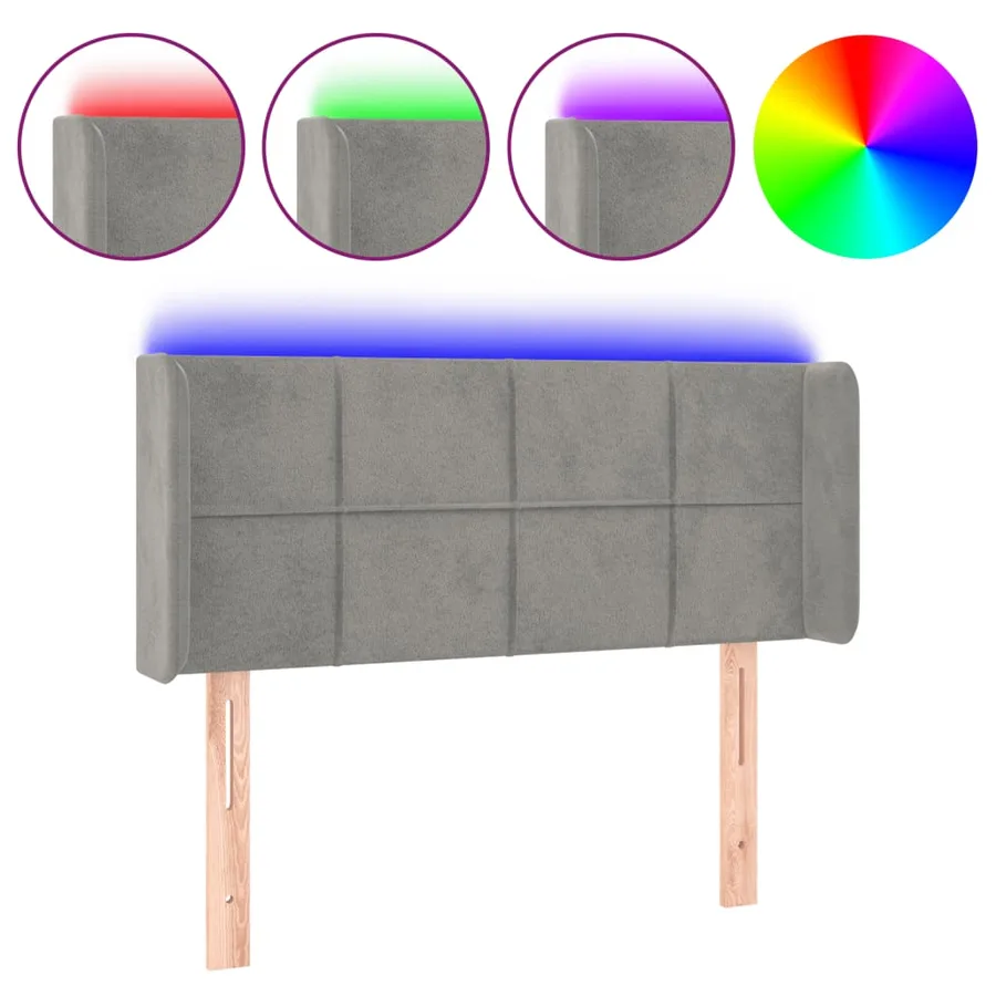Tête de lit à LED Gris clair 93x16x78/88 cm Velours - 2