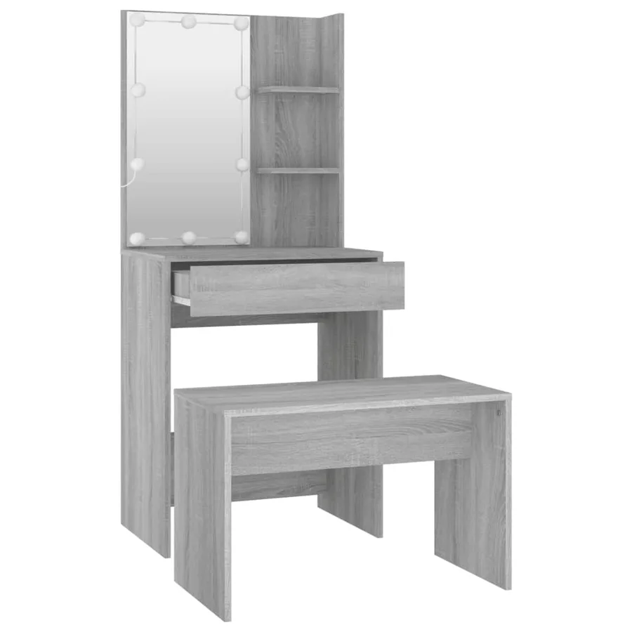 Ensemble de coiffeuse avec LED Sonoma gris Bois d'ingénierie - 5